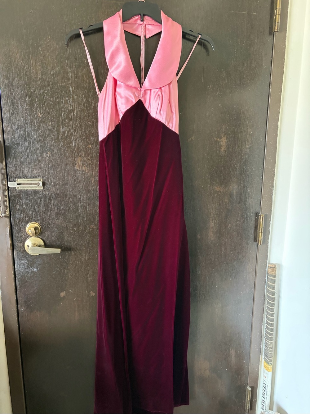 Vintage 60’s velvet satin halter maxi dress